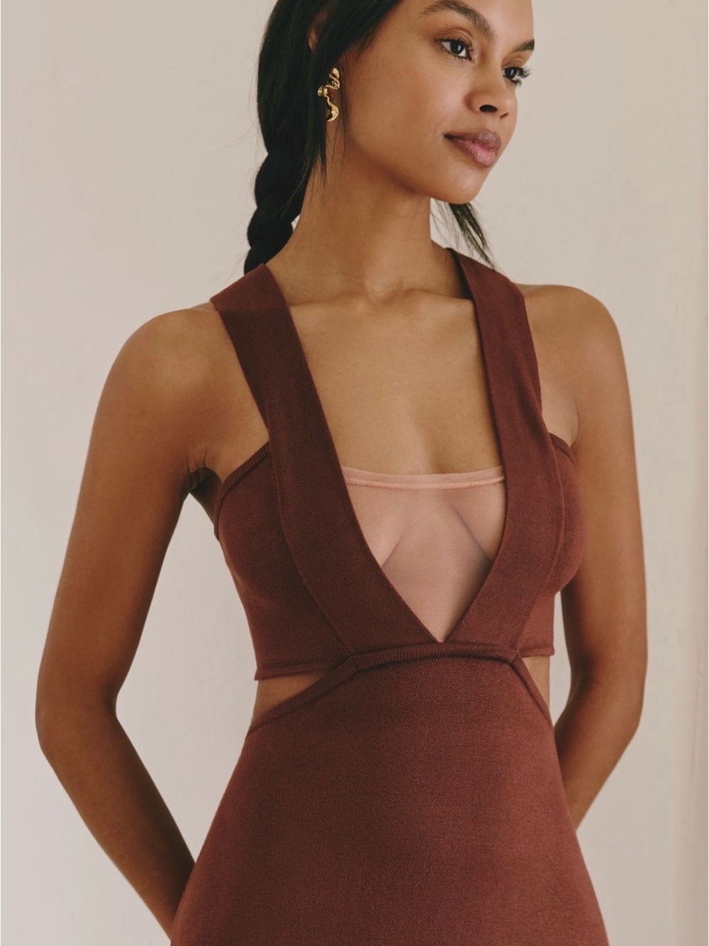 Celandine extra tropical Cutout V-Neck midi Women's Dress